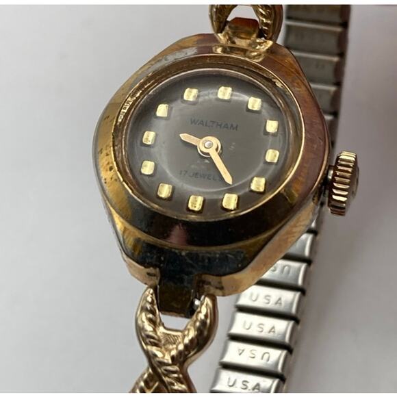 VTG Waltham 17 Jewels Working Wind-Up 18mm Watch Expandable Band - Picture 1 of 6